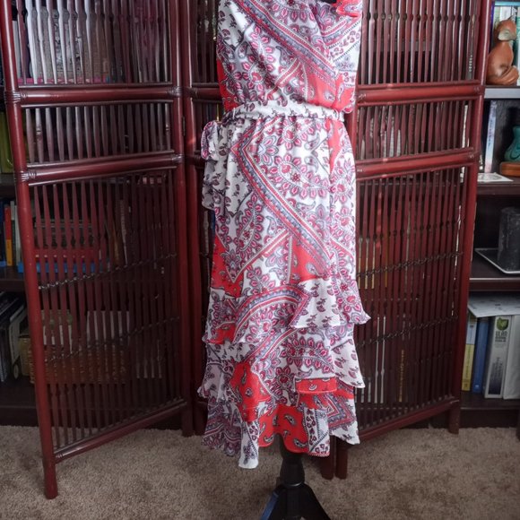 CK, Calvin Klein Red Paisley Dress - Picture 2 of 7